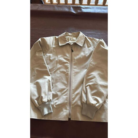 London Fog Made USA Men's Coat  no size Tag Front Zipper Khaki - Picture 1 of 9